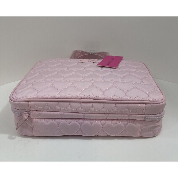 Betsy Johnson Pink Toiletry Makeup Travel Bag Coquette Puffy Heart Ballerina Y2K - Picture 5 of 8